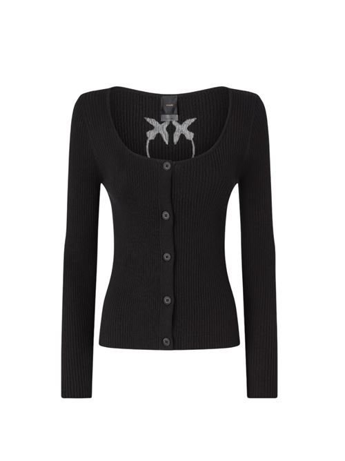 Cardigan corto con logo uccellini dietro Pinko | 104810-A1KW.Z99